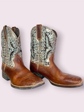 Ariat Girls' Koel VentTEK Western Riding Cowboy Boots Leather Leopard Size 5